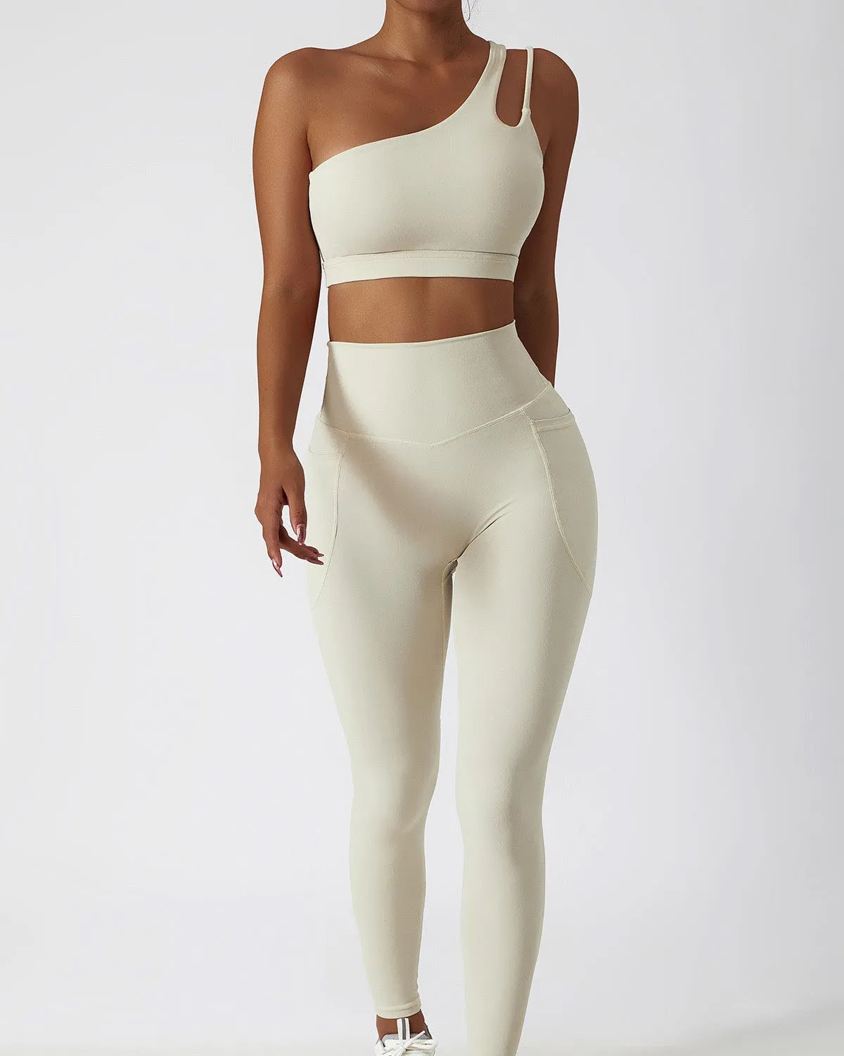 One Shoulder Asymmetrical Yoga Bra