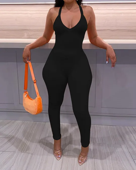 Sexy Suspenders Tight High Waist Sports Jumpsuit