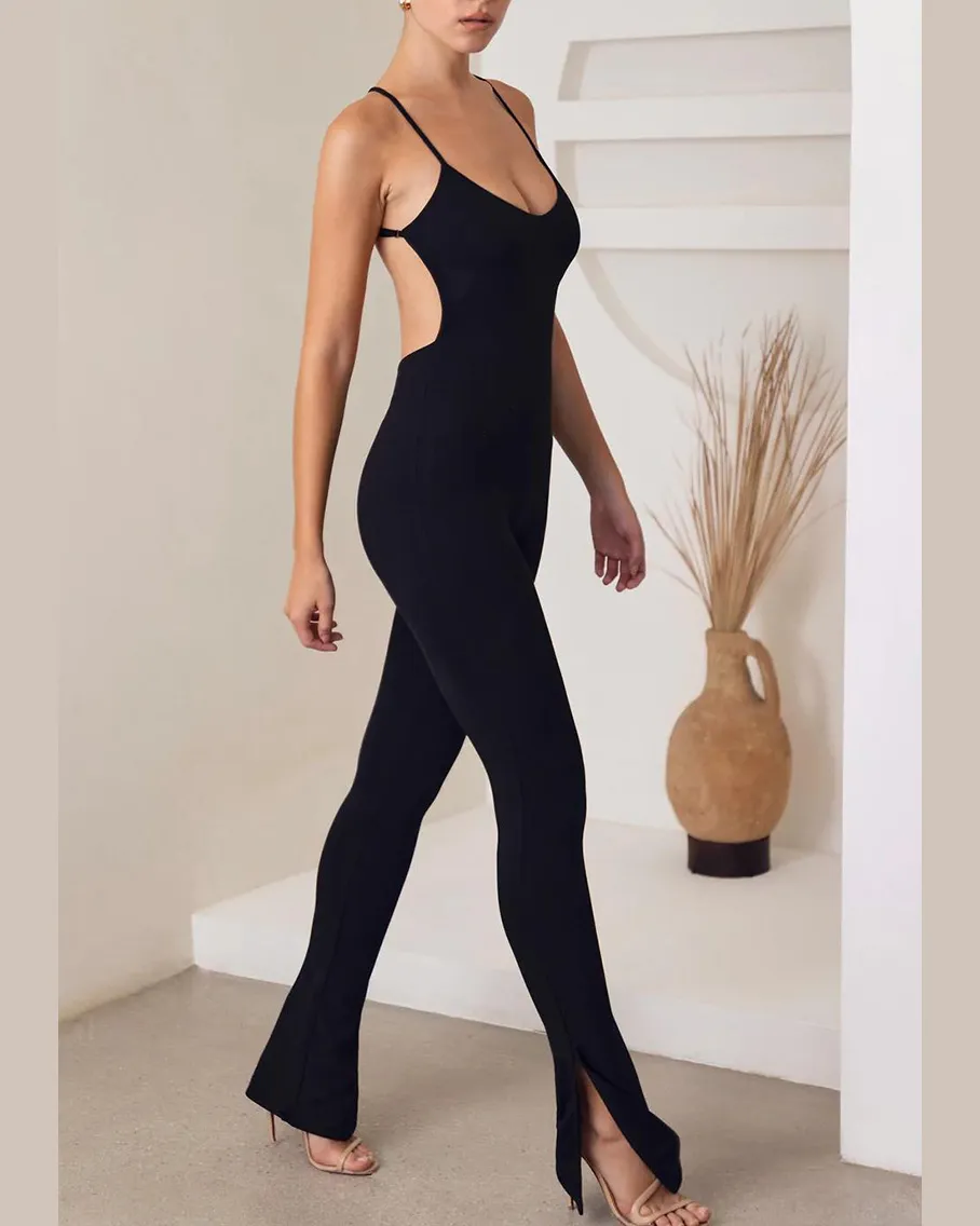 Jumpsuit High Elastic Fitness Adjustable Flared Pants Sports Yoga Clothes