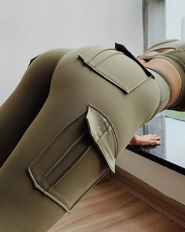 Leggings elásticos a la cadera con bolsillos Leggings