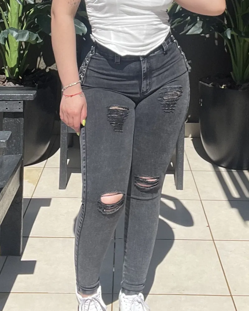 Woven Ripped Skinny Jeans (Pre-Sale)