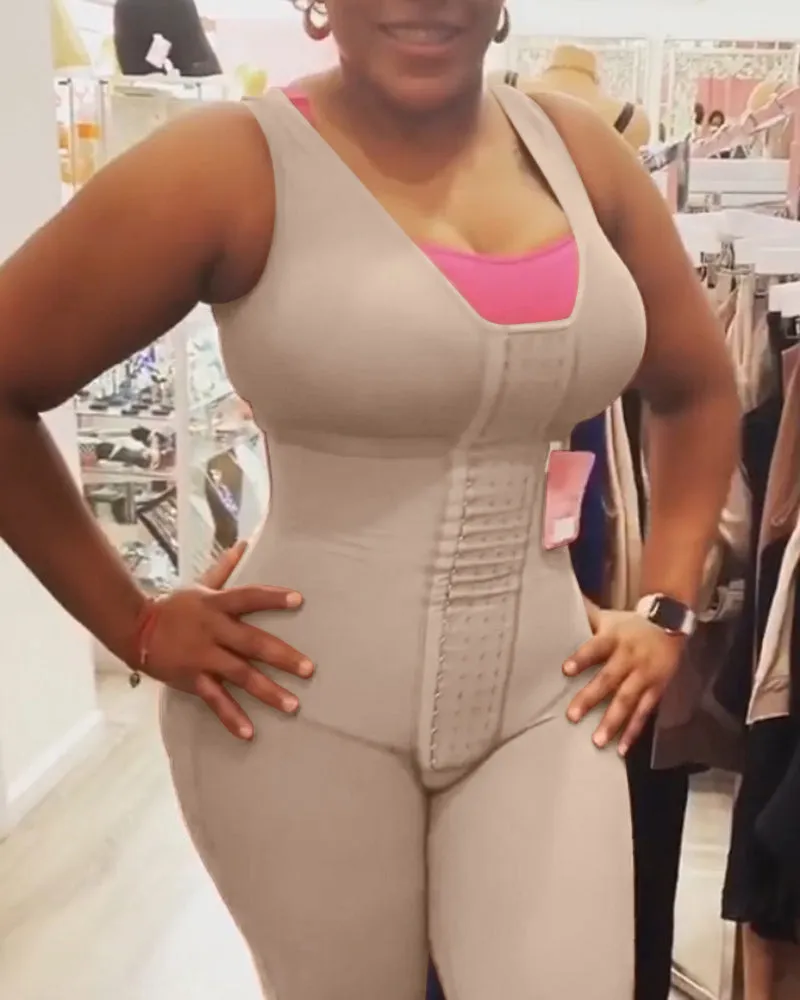 Fajas para mujeres control de barriga gancho y cierre de ojos body de soporte de senos ajustable bodyshaper