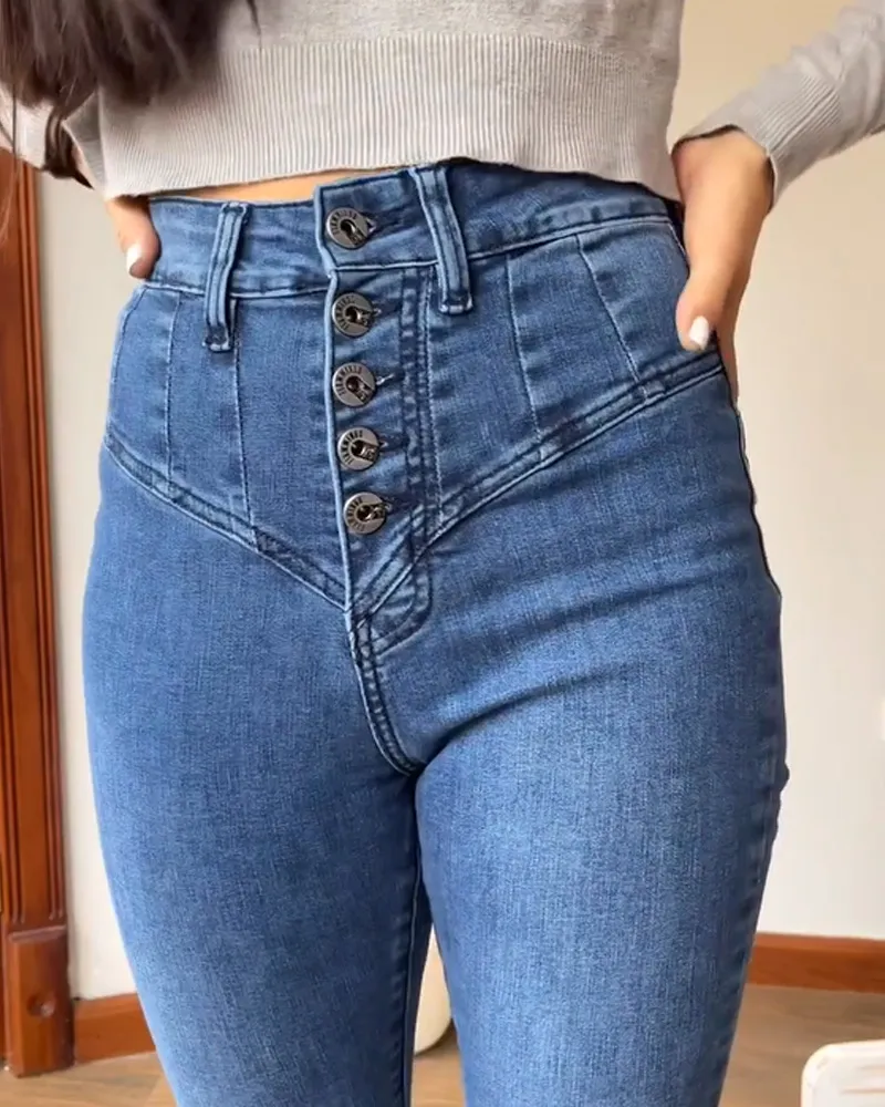 Multi-Breasted Skinny Jeans (Pre-Sale)