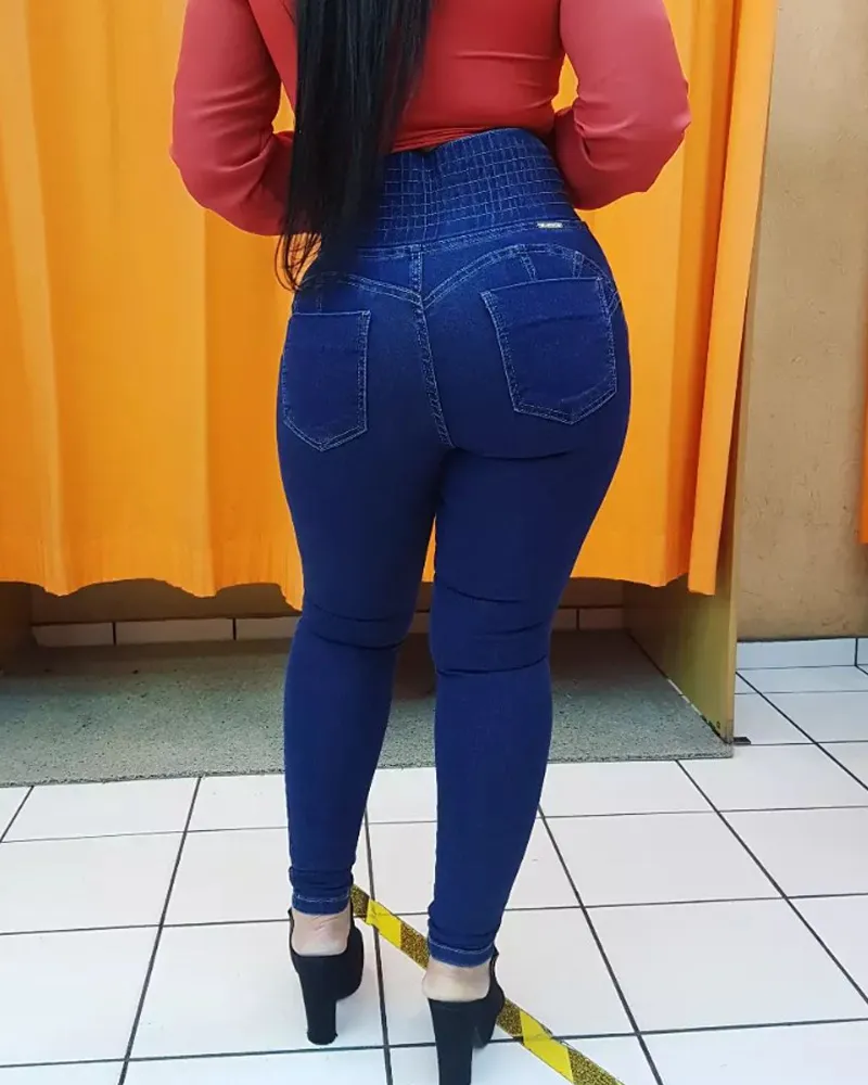 High-Waisted, Hip-Lifting Elastic-Belt Jeans (Pre-Sale)