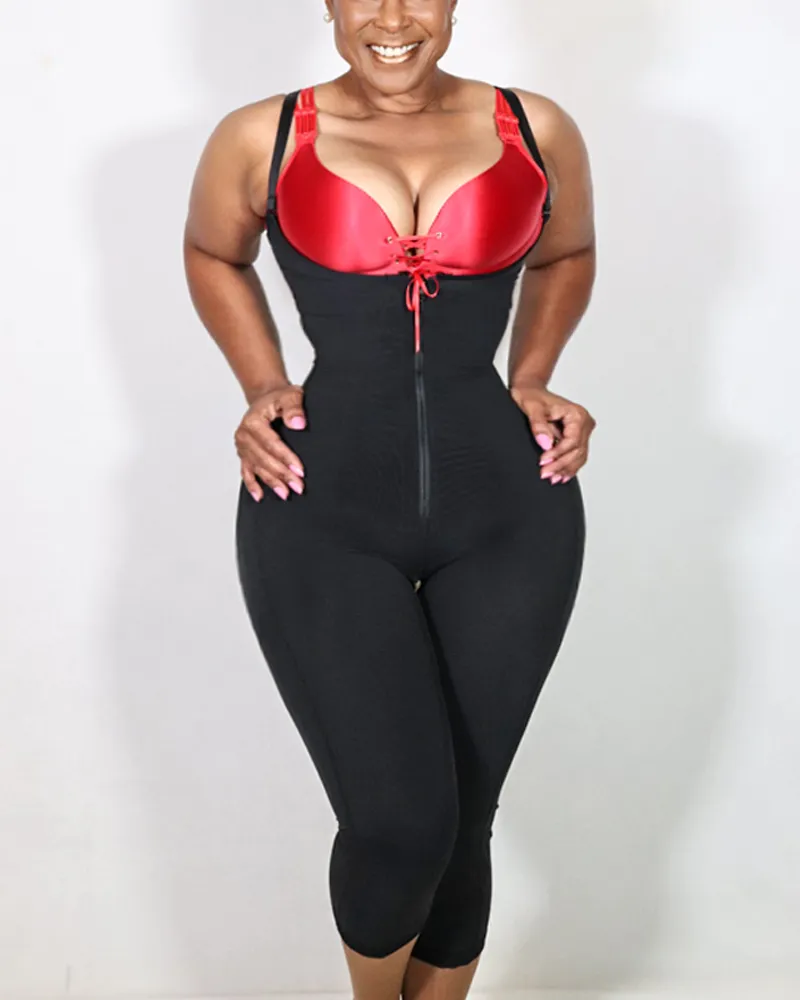 Body con curvas encantadoras para mujer posparto maximiza el control de la barriga y correas ajustables