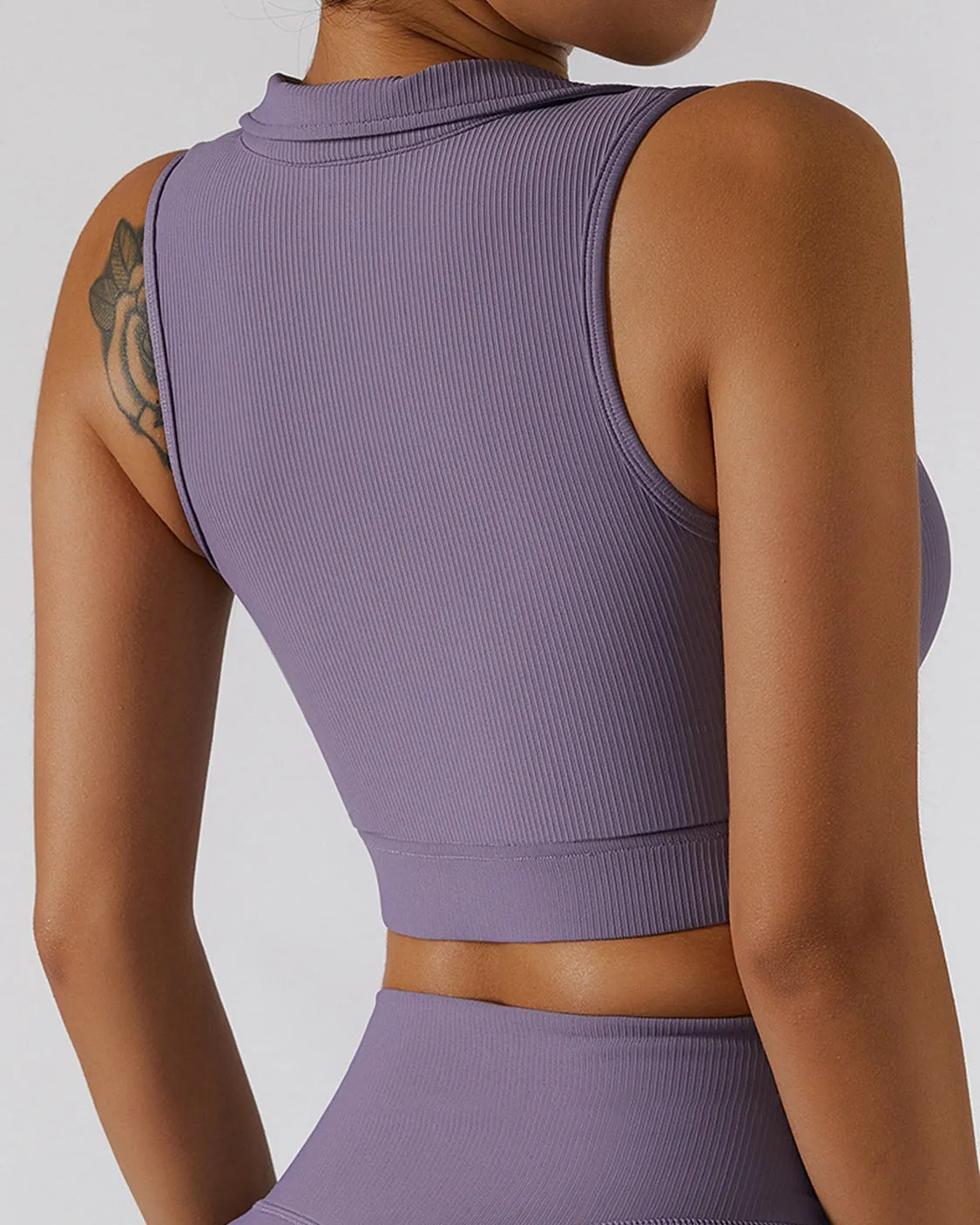 Zipper Shockproof Running Fitness Vest Crossover Yoga Bra