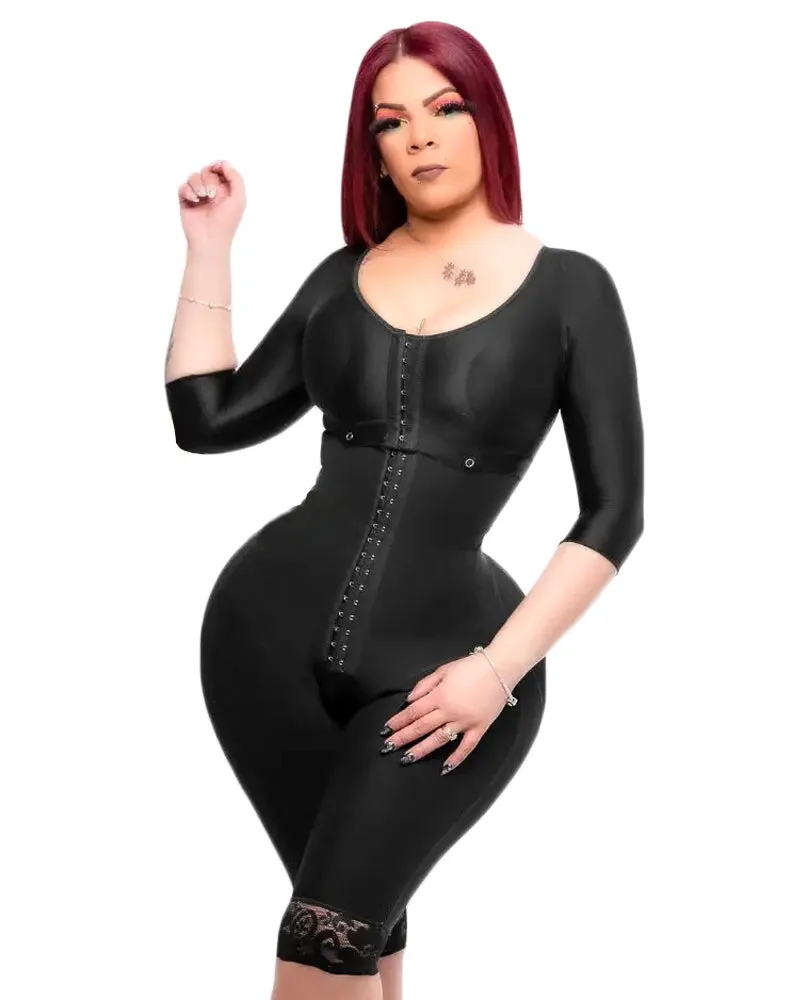 Cintura retráctil de compresión de brazo de soporte de cuerpo completo con corsé de sujetador incorporado manga adelgazante para mujeres