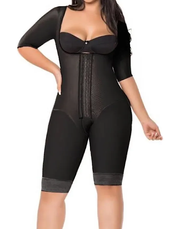 Body adelgazante de una pieza con medias mangas debajo del pecho, ropa moldeadora de espalda alta para mujeres con gancho eye n