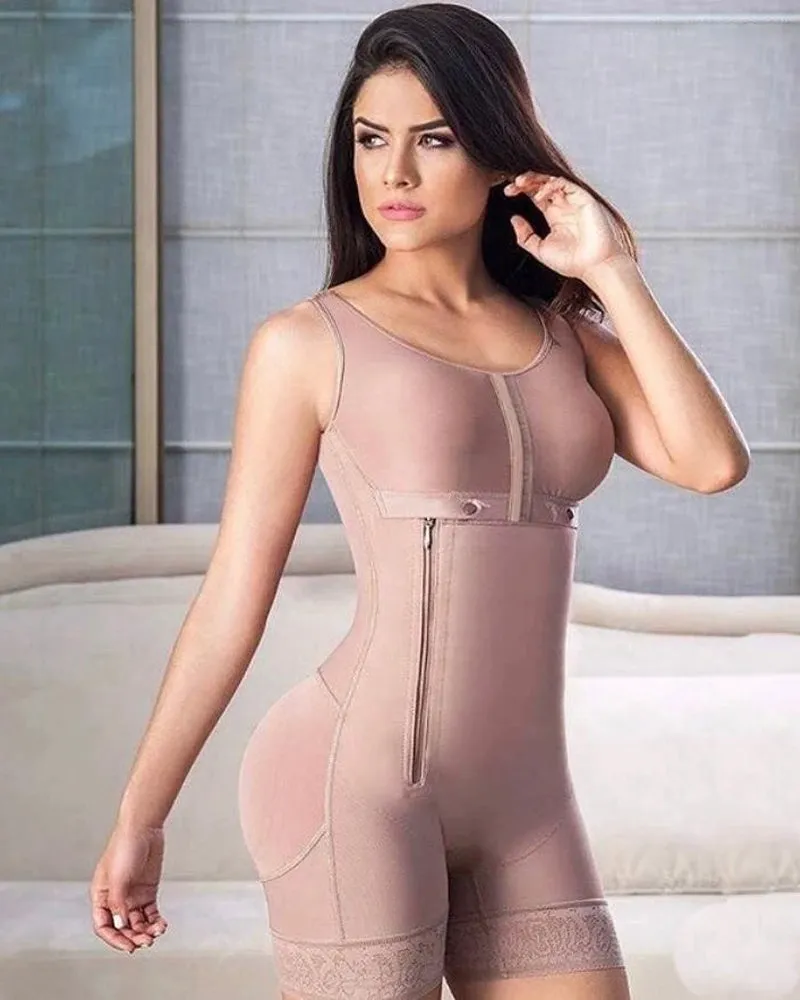 Body moldeador de cuerpo para mujer con cremallera lateral, soporte de pecho ajustable, ropa moldeadora de control de barriga