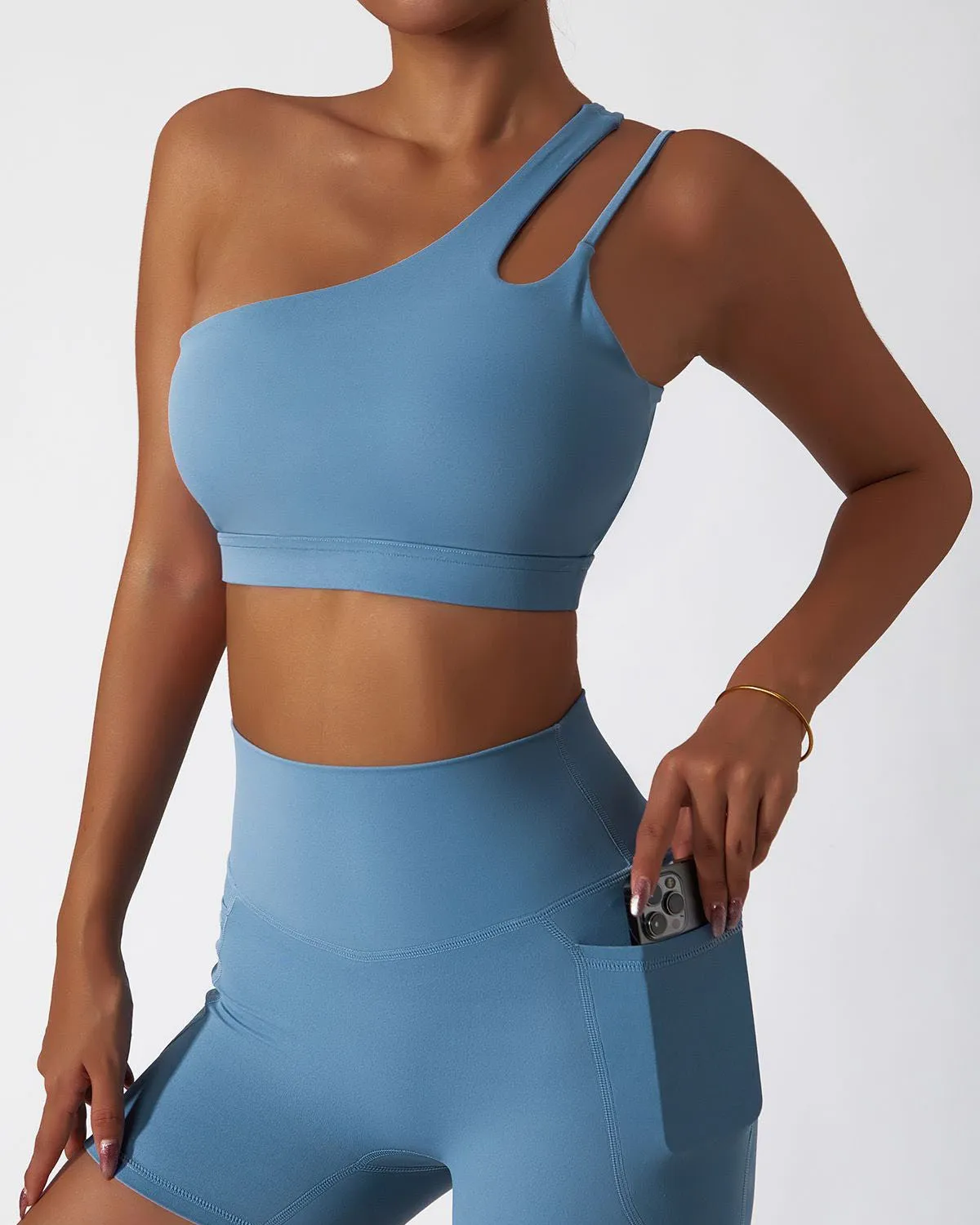 One Shoulder Asymmetrical Yoga Bra