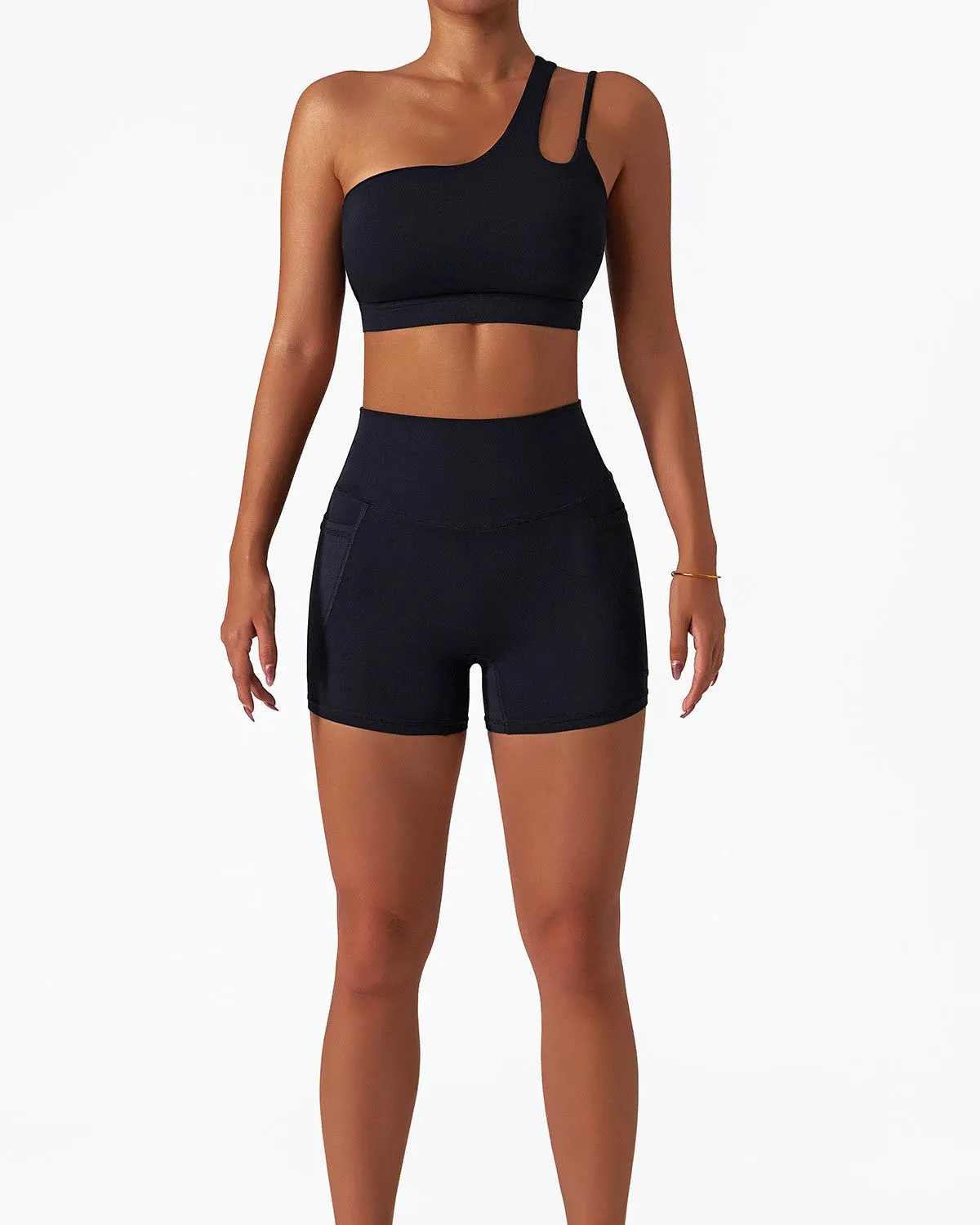 One Shoulder Asymmetrical Yoga Bra