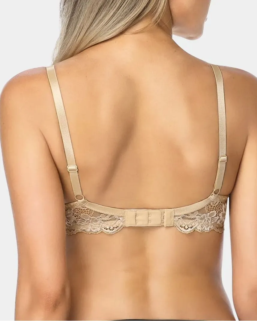 Sujetador semiescotado con aros y realce de encaje floral con relleno ligero