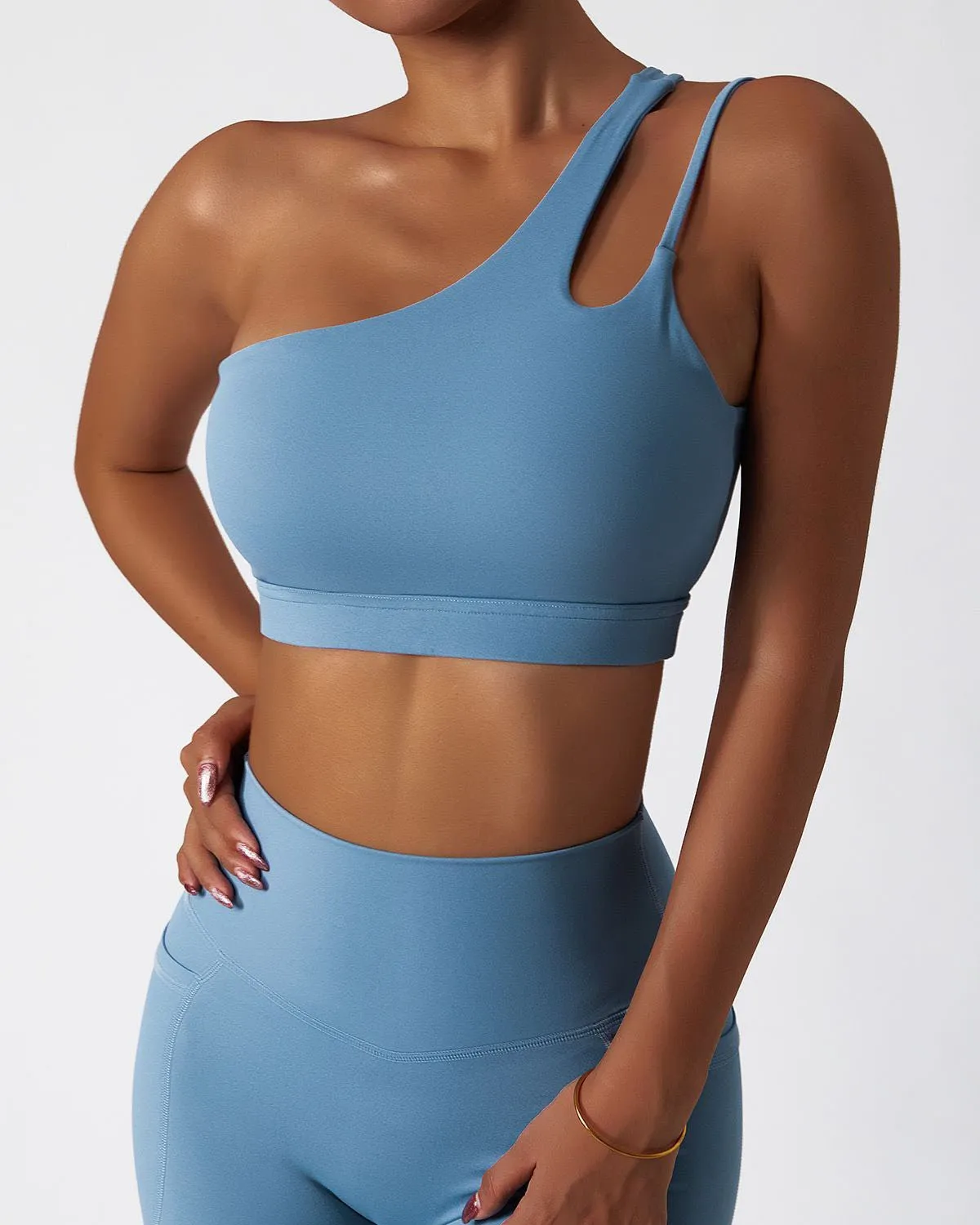 One Shoulder Asymmetrical Yoga Bra