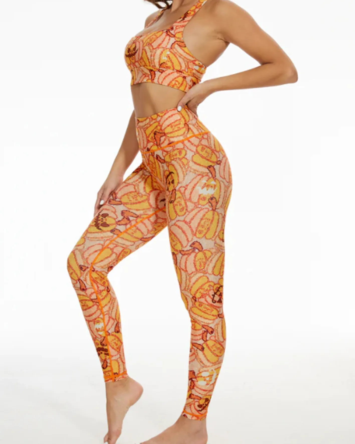 Pumpkin Print Yoga Suit（Pre-Sale）