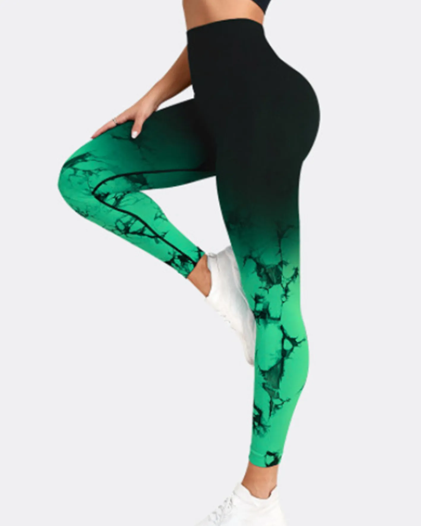 Gradient Tie-Dye Yoga Pants Seamless Women's Running Sports Pants High Waist Buttocks Gym Clothes Elastic Leggings Spot