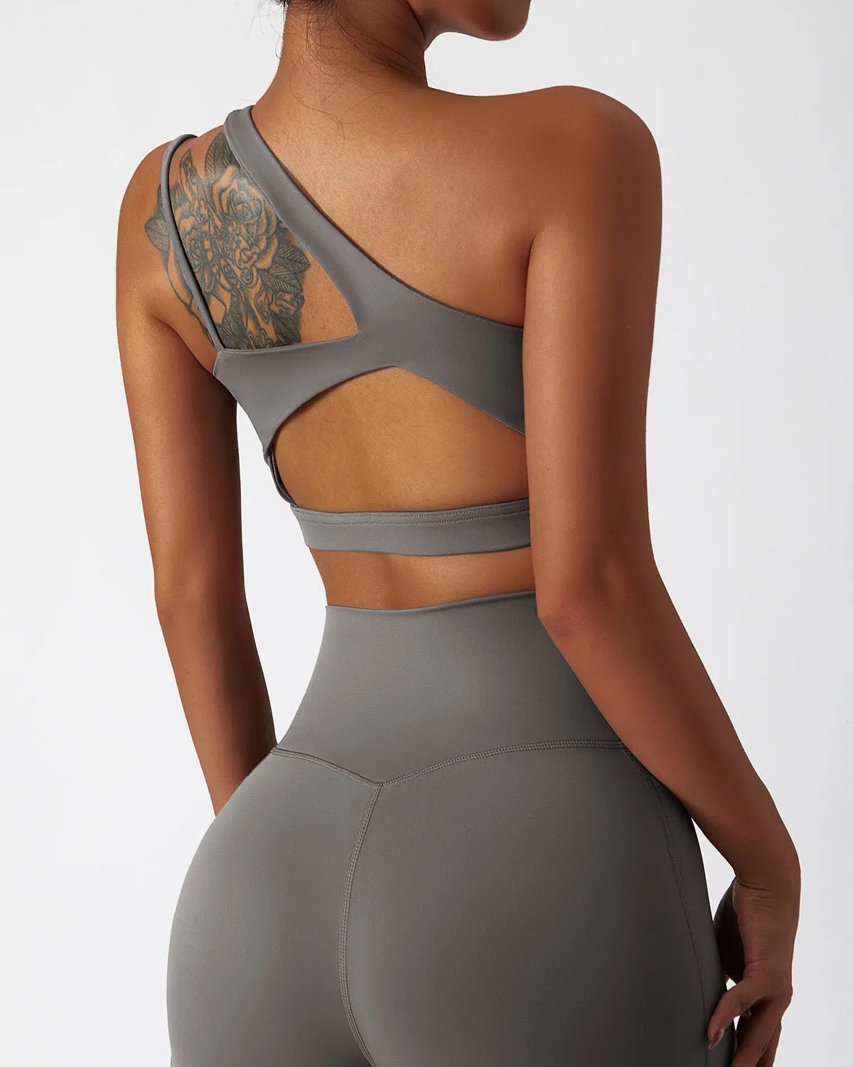 One Shoulder Asymmetrical Yoga Bra