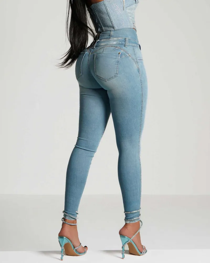 High-Waisted, Back-Zip Skinny Jeans (Pre-Sale)