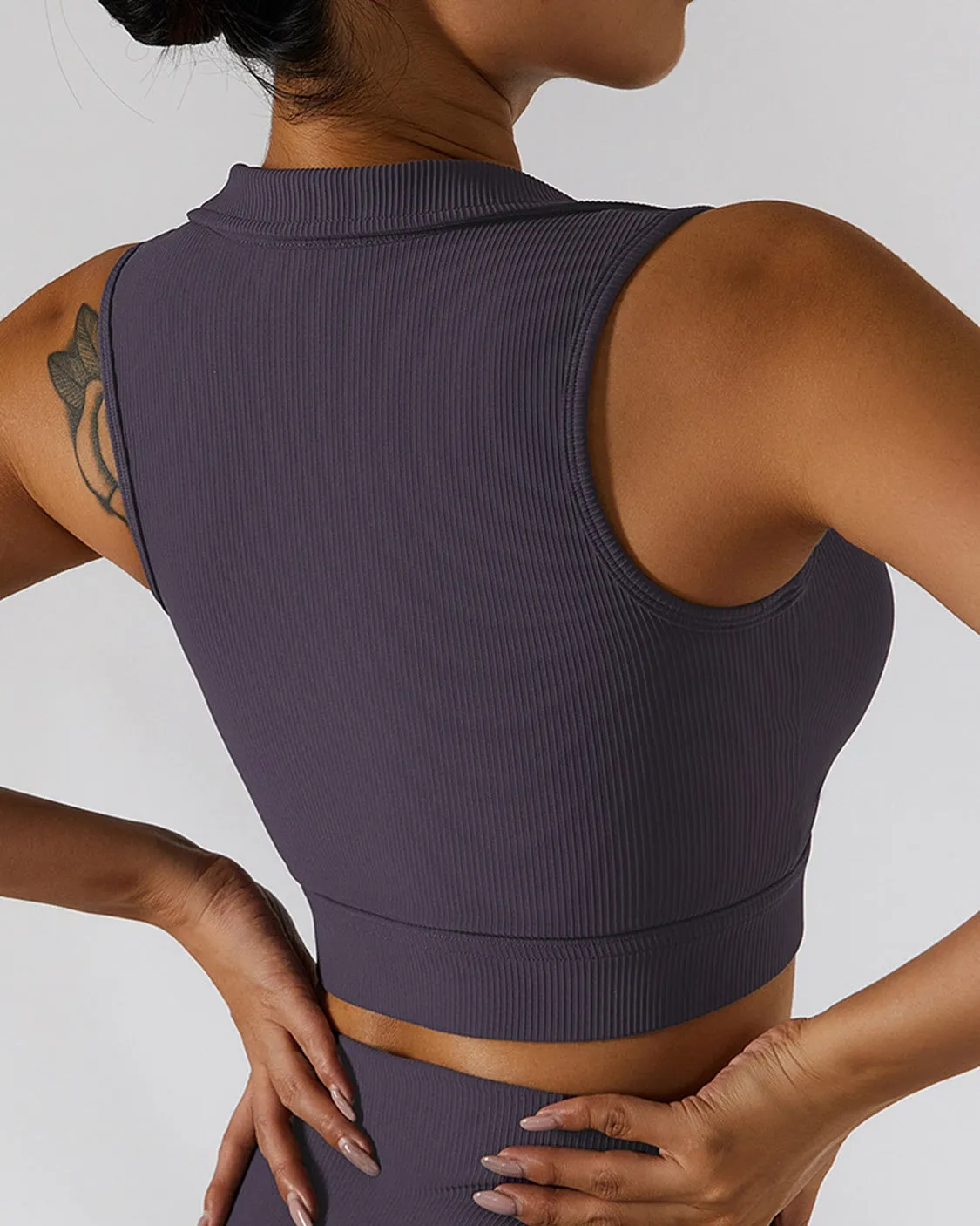 Zipper Shockproof Running Fitness Vest Crossover Yoga Bra