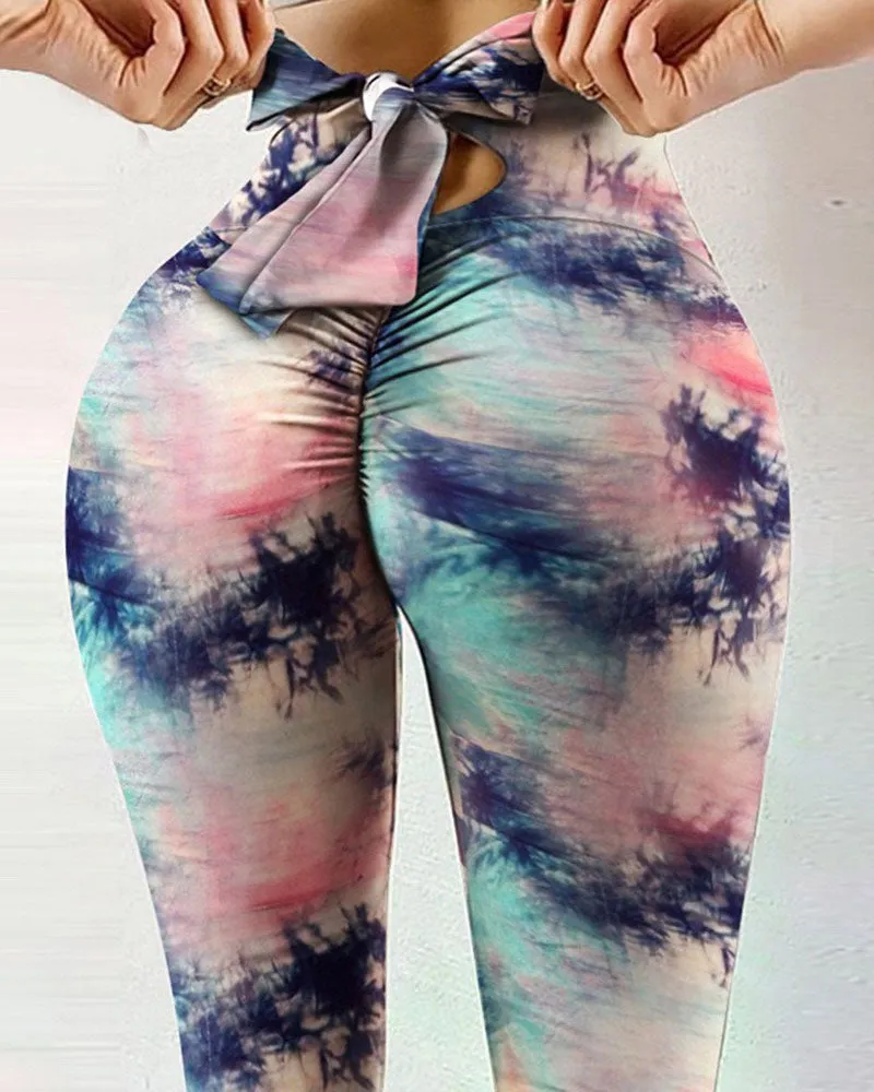 Leggings de yoga con diseño de lazo estampado