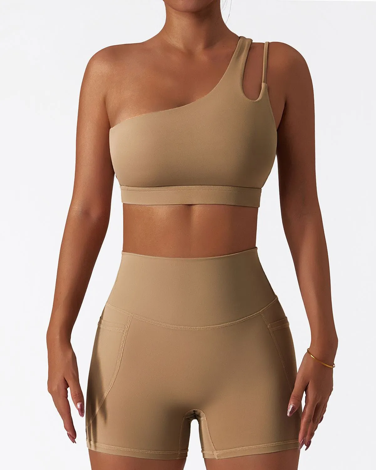 One Shoulder Asymmetrical Yoga Bra