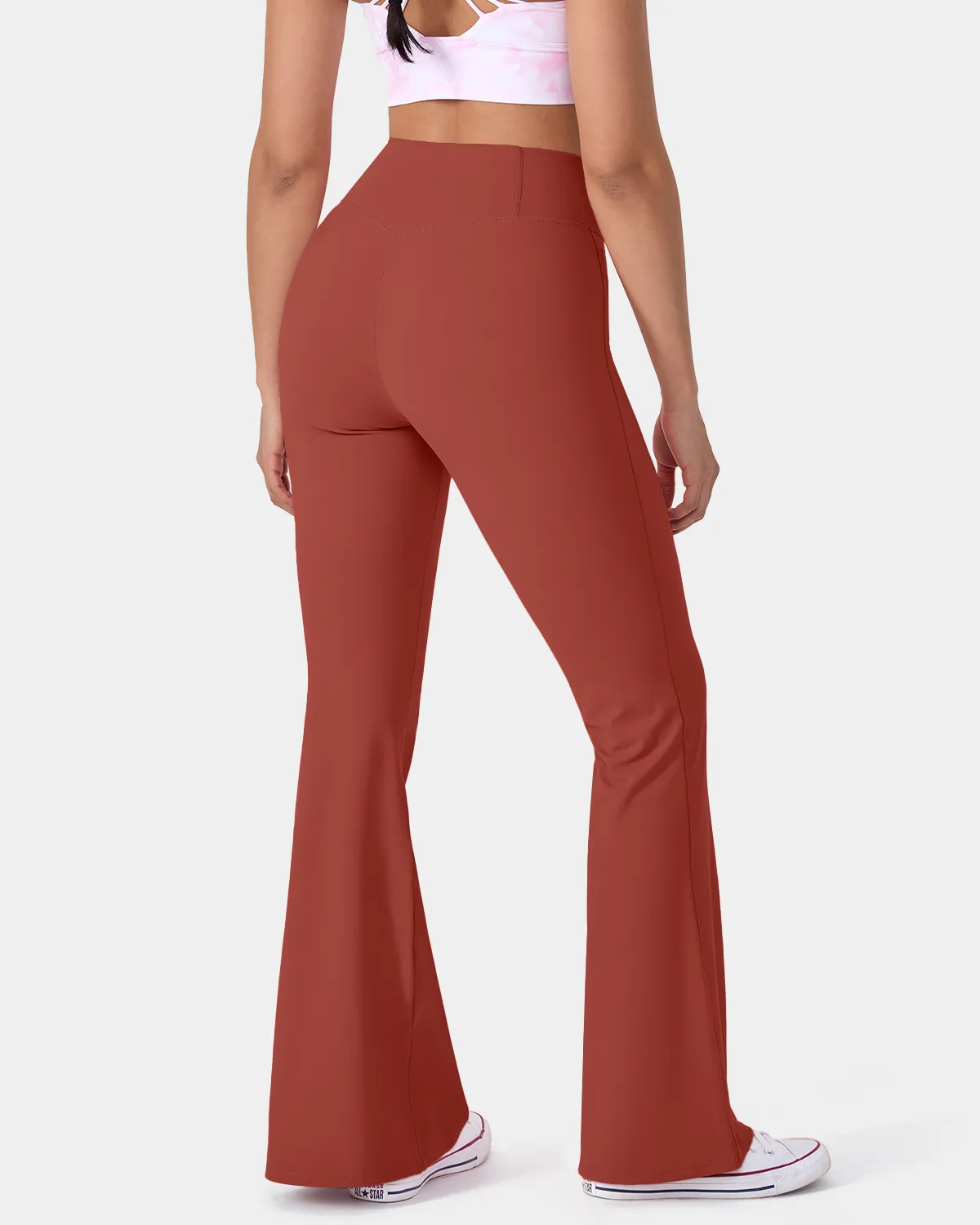 Crossover High Waisted Back Pocket Super Flare Leggings