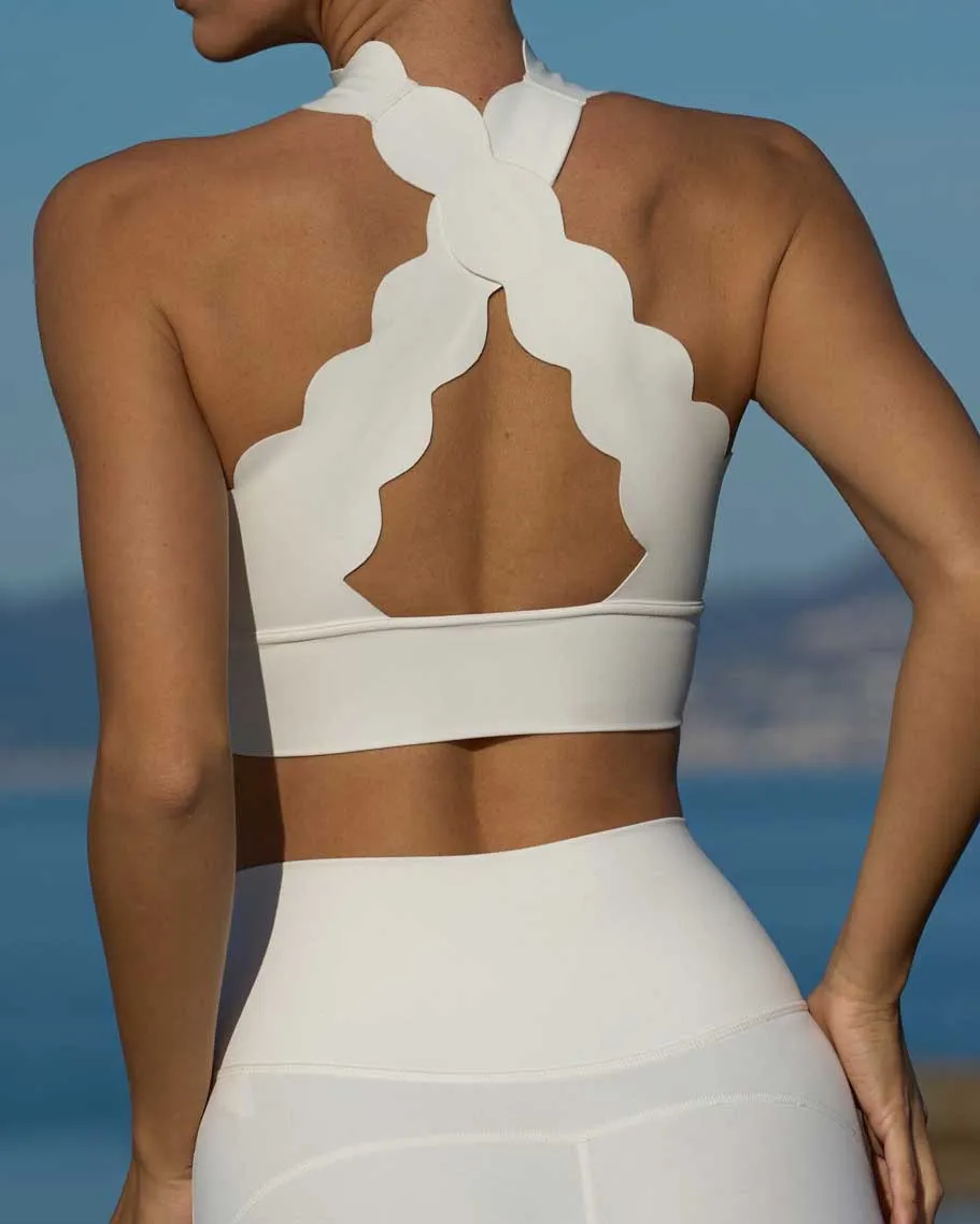 Women's Criss Cross Ribbed Knit  Bra Seamless Crop Top Yoga Bras