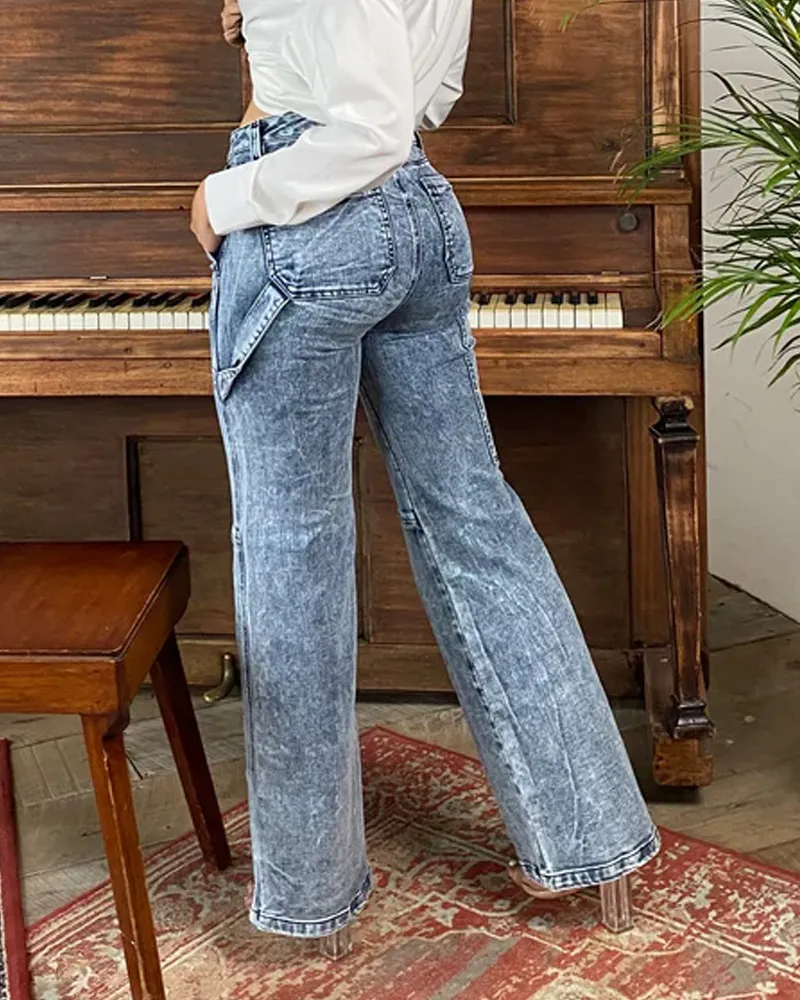 Cargo Style Baggy Jeans With Large Pockets (Pre-Sale)