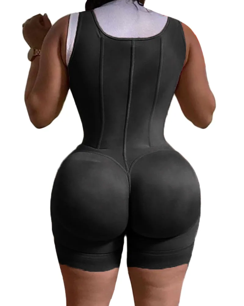 Fajas para mujer cierre de ojo y gancho control de barriga entrepierna ajustable busto abierto body