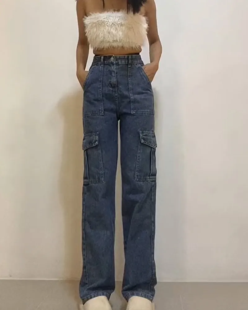 Cargo Style Jeans With Large Pockets (Pre-Sale)