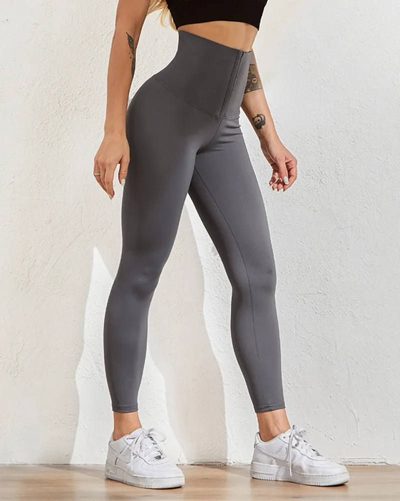 Leggings con corsé deportivo de cintura alta de 3 filas con ganchos