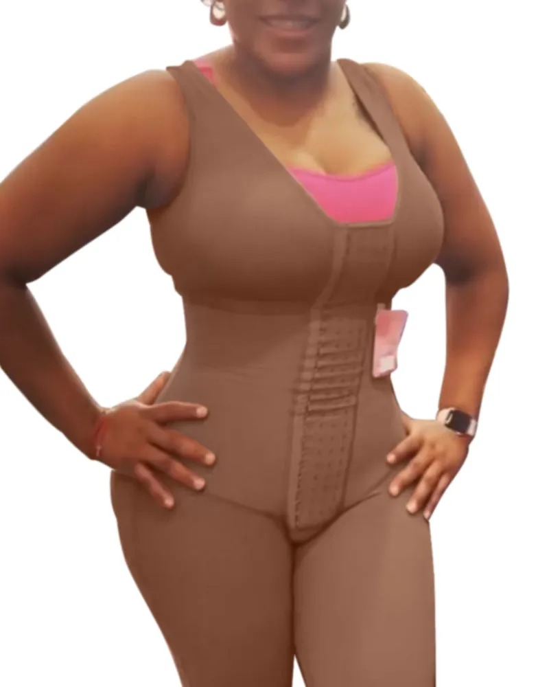 Fajas para mujeres control de barriga gancho y cierre de ojos body de soporte de senos ajustable bodyshaper