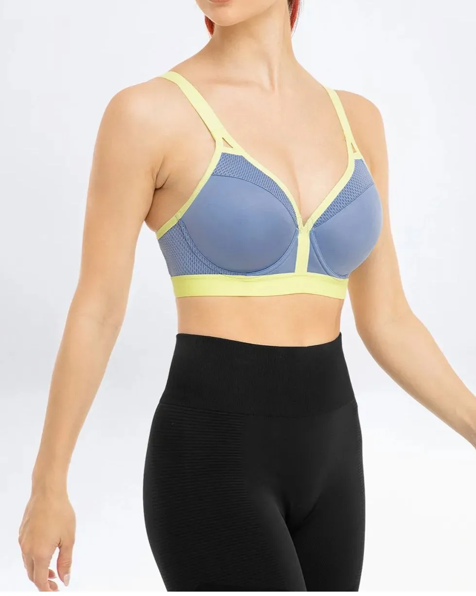 Sujetador de entrenamiento para correr con cuello en V y figura completa