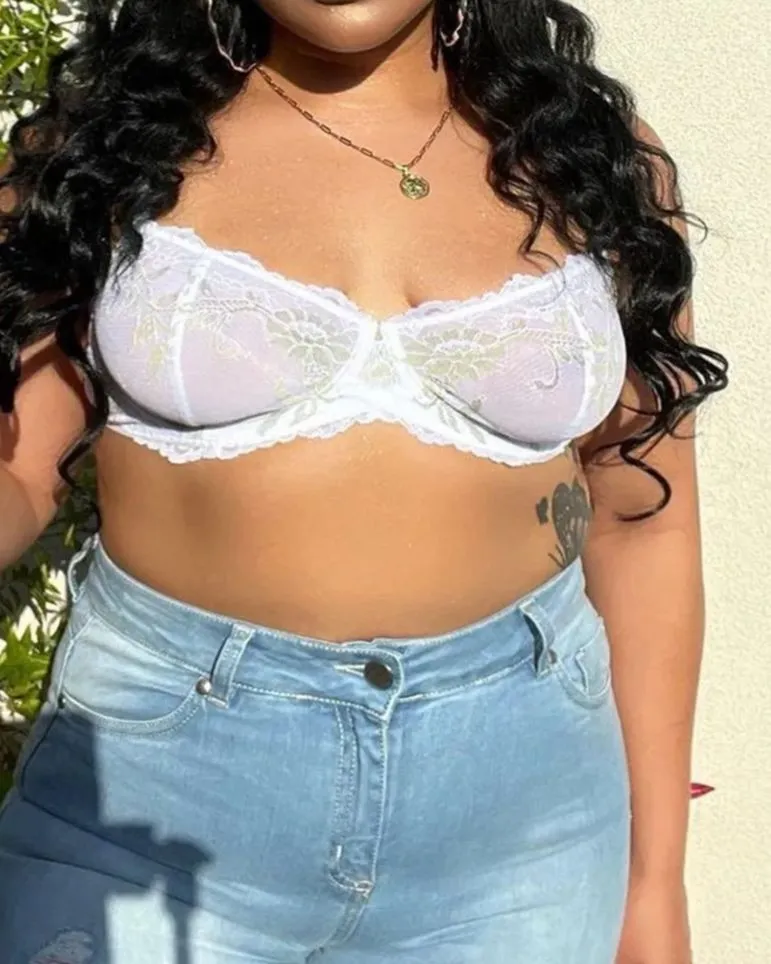 Sujetador de media altura con encaje de pestañas Sujetador sexy