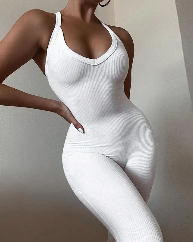 Sexy Suspenders Tight High Waist Sports Jumpsuit
