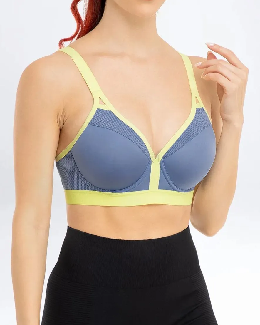 Sujetador de entrenamiento para correr con cuello en V y figura completa