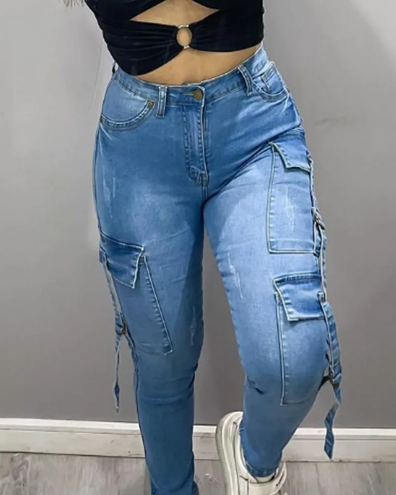 Cargo Style Skinny Jeans (Pre-Sale)