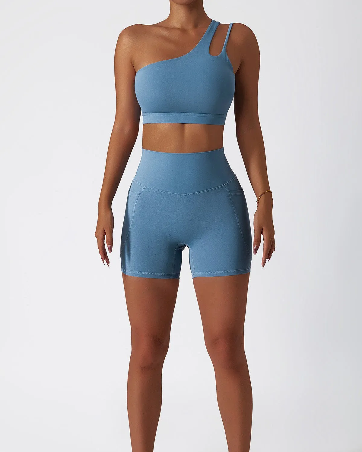 One Shoulder Asymmetrical Yoga Bra