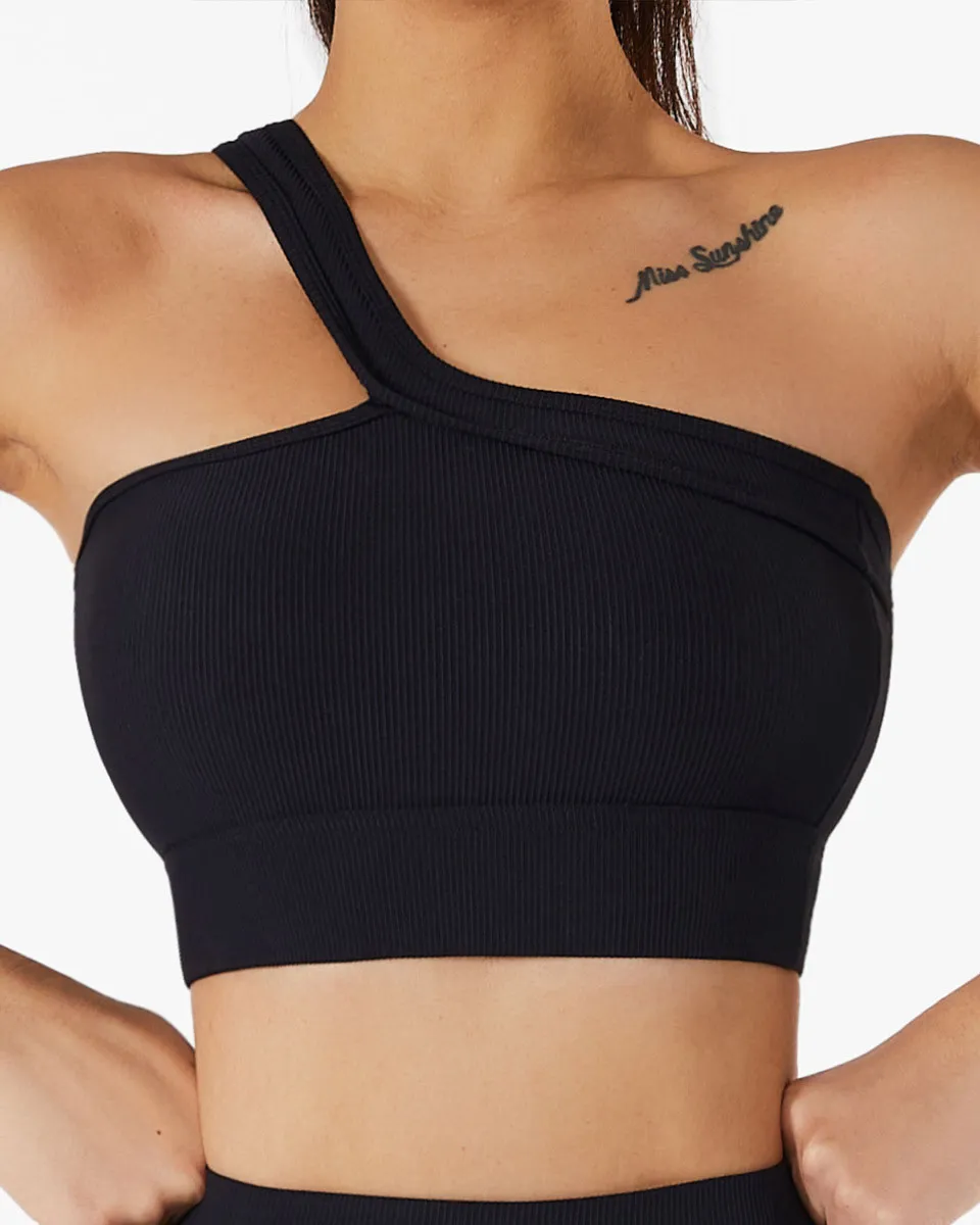 One shoulder yoga bra