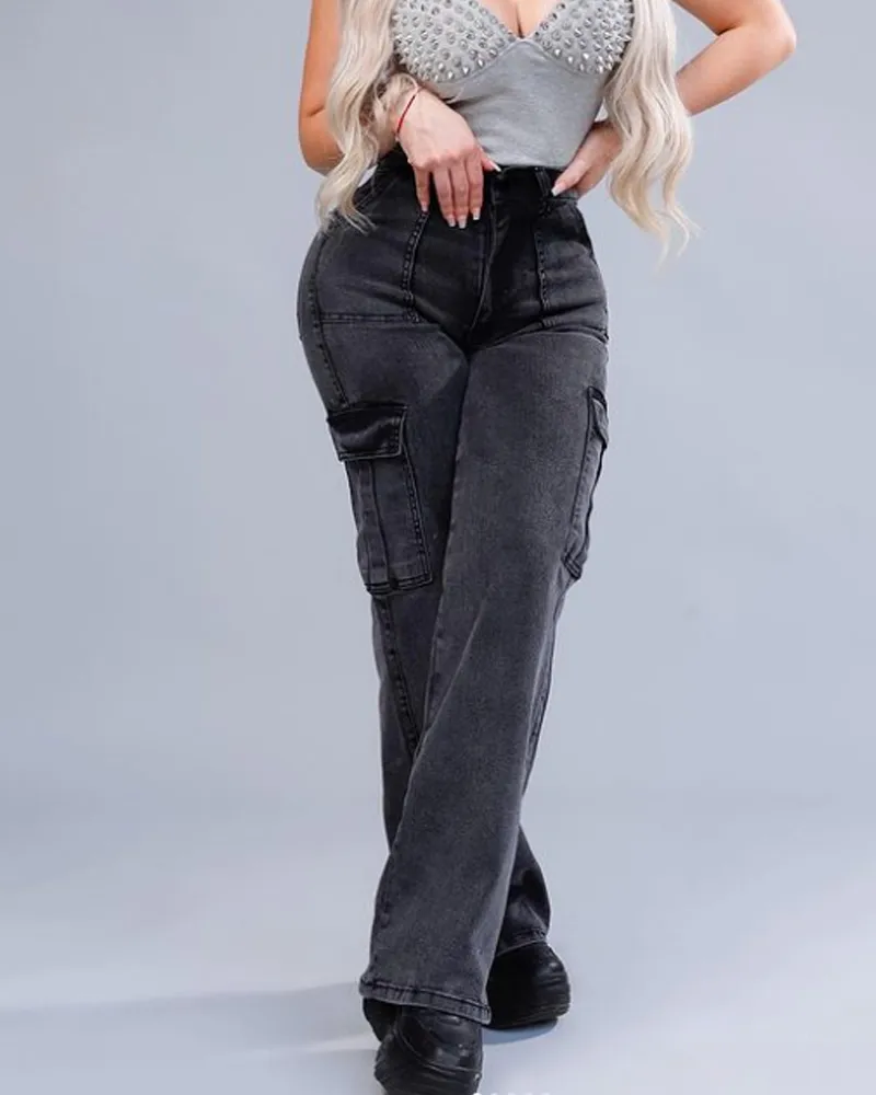 Cargo Style Jeans With Large Pockets (Pre-Sale)