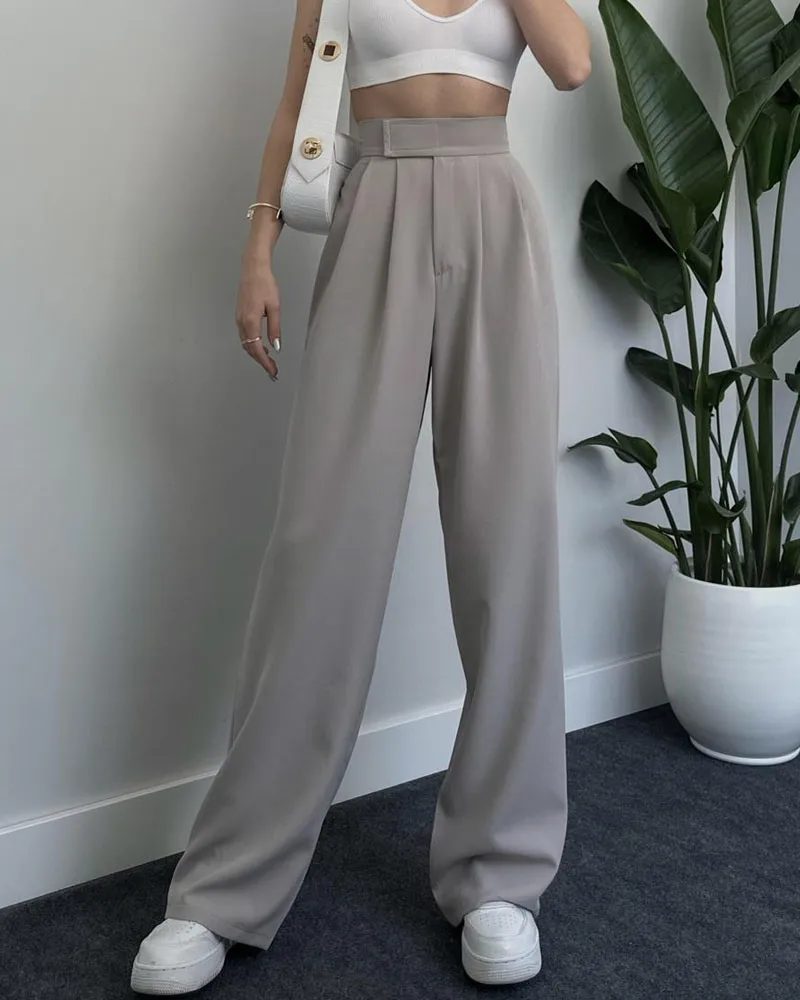 Wide Leg Pants With Velcro Belt (Pre-Sale)
