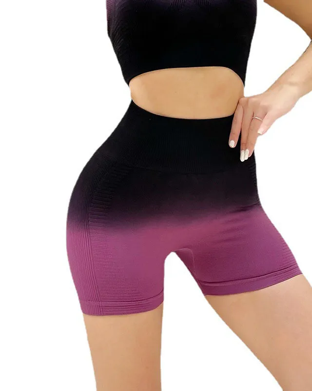 High Waist Quick Dry Sports Shorts Gradient Yoga Shorts