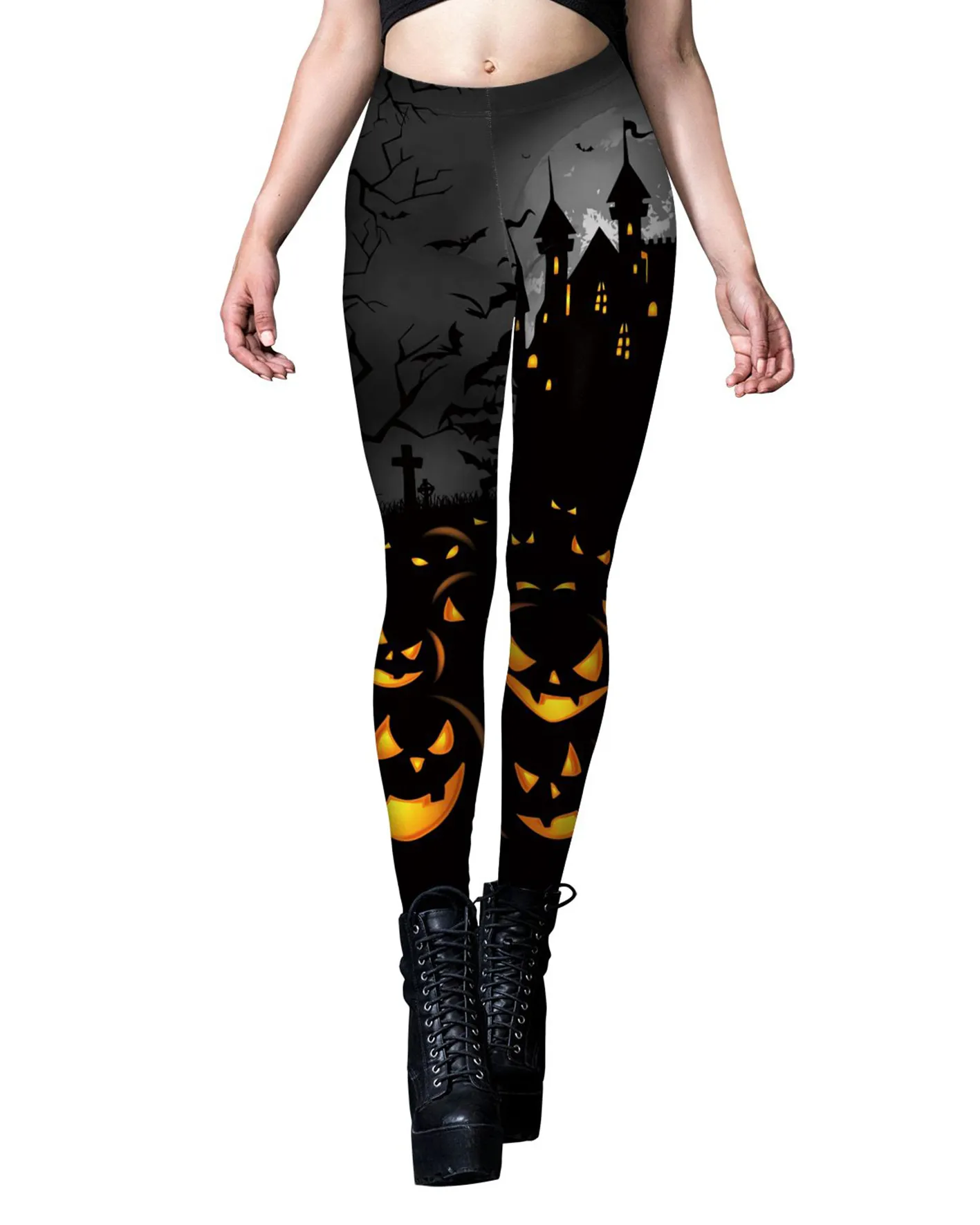 Halloween 3d Print Sport Hip Lift Tight-Fitting Long Pants