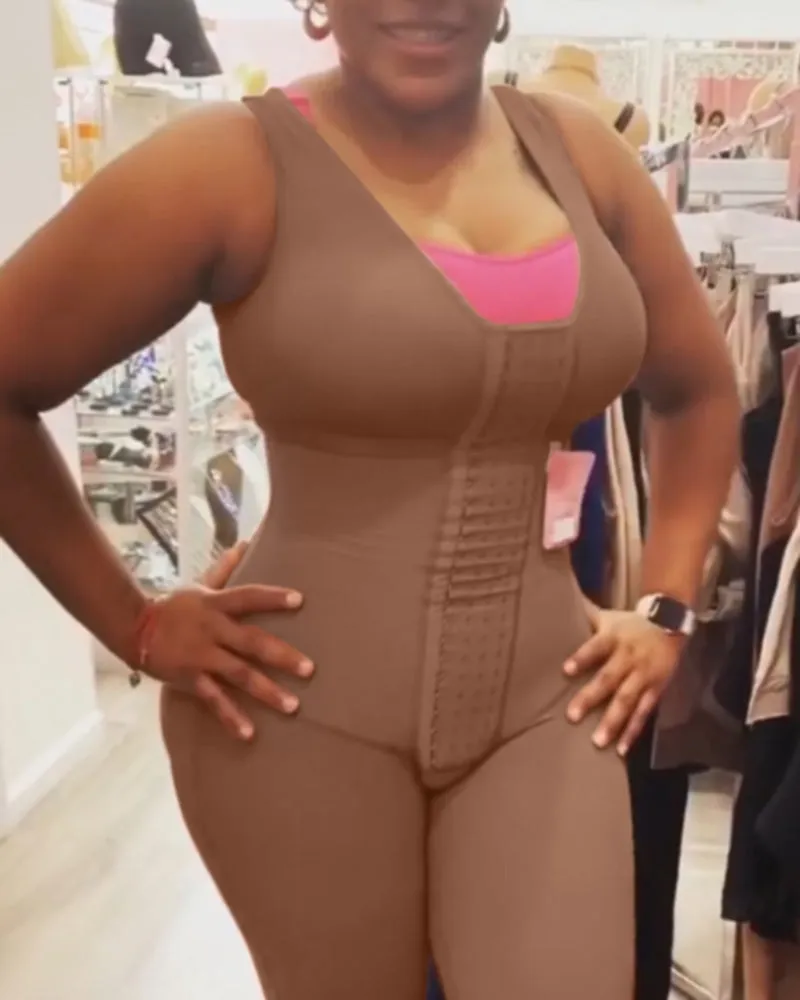 Fajas para mujeres control de barriga gancho y cierre de ojos body de soporte de senos ajustable bodyshaper