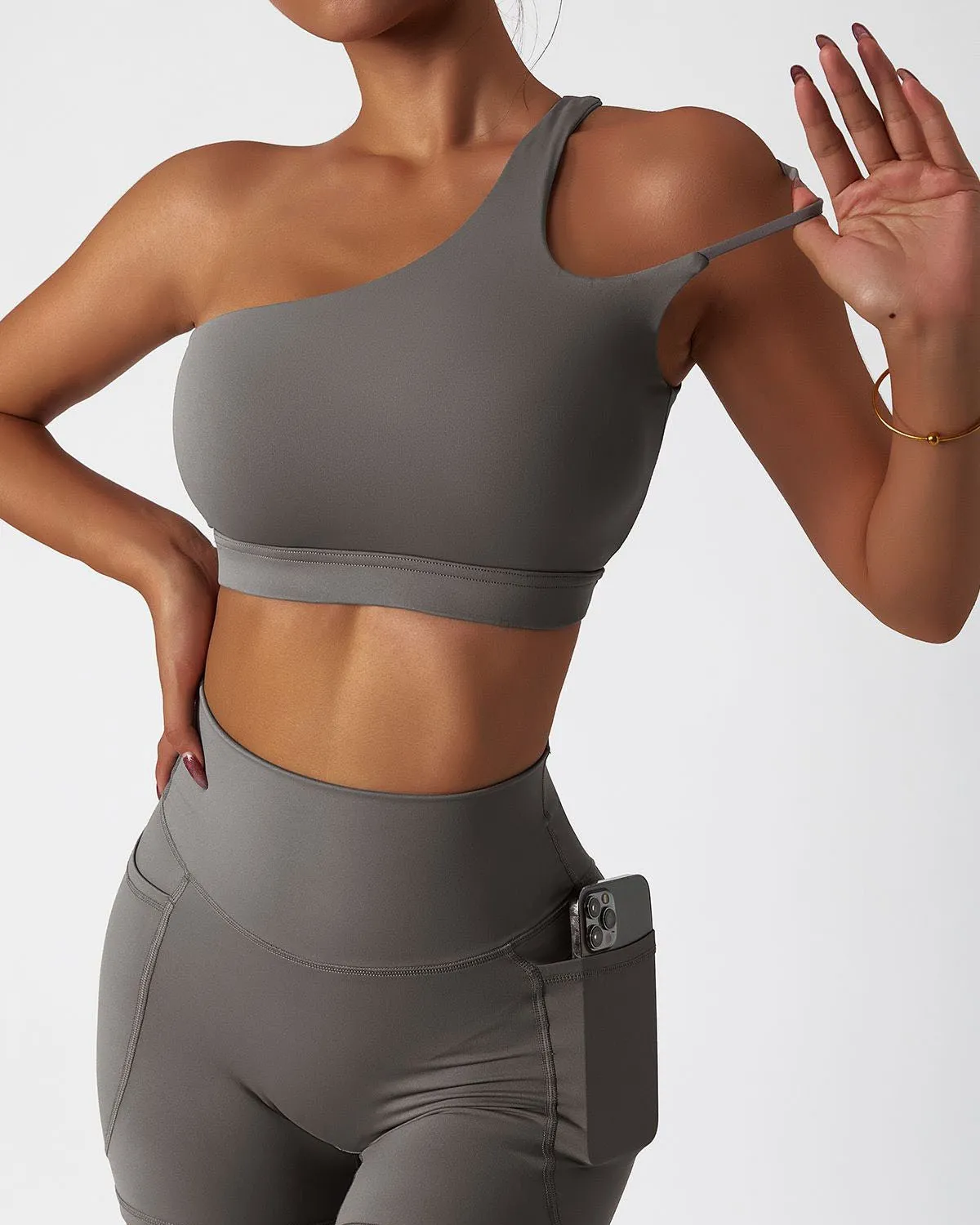 One Shoulder Asymmetrical Yoga Bra
