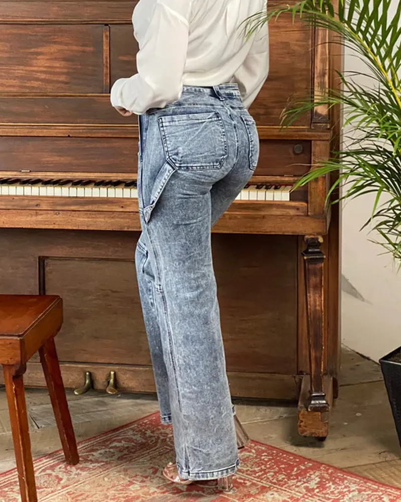 Cargo Style Baggy Jeans With Large Pockets (Pre-Sale)