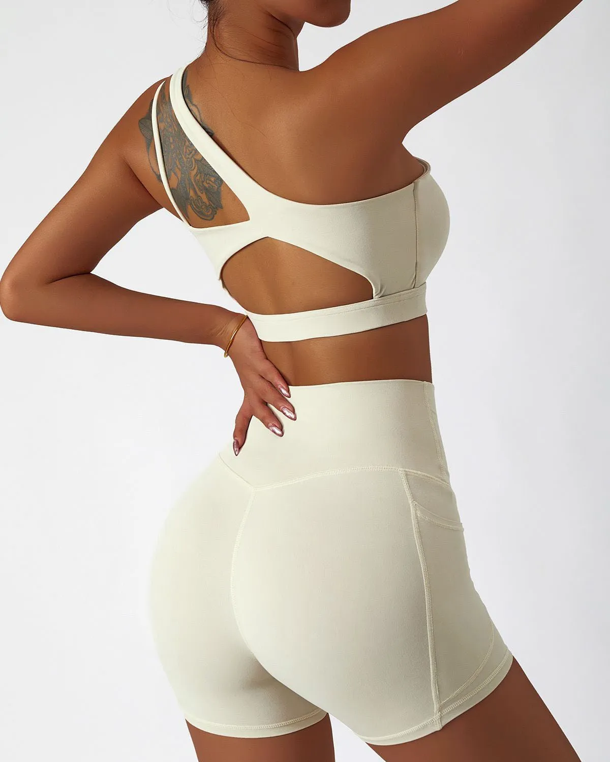 One Shoulder Asymmetrical Yoga Bra