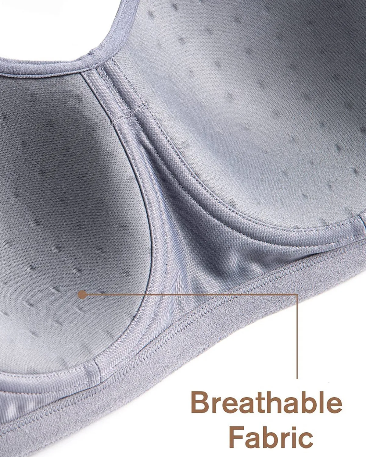 Sujetadores deportivos de entrenamiento con aros de cobertura completa, color gris