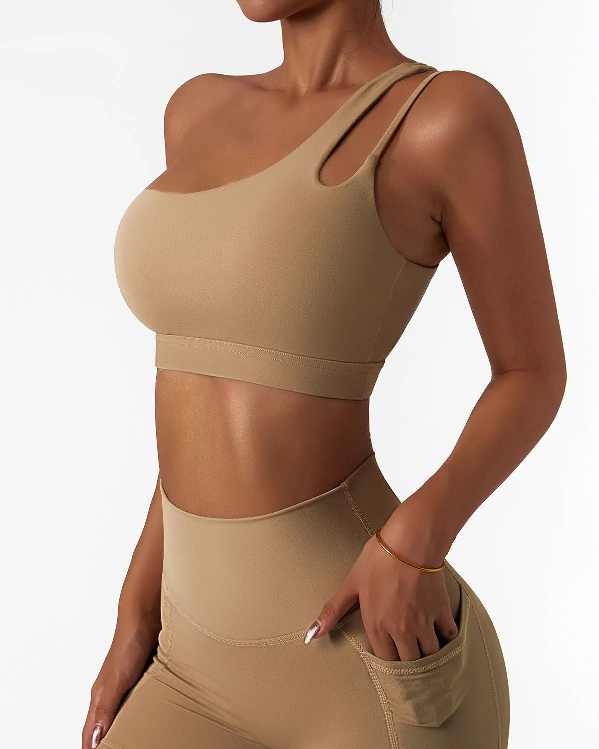 One Shoulder Asymmetrical Yoga Bra