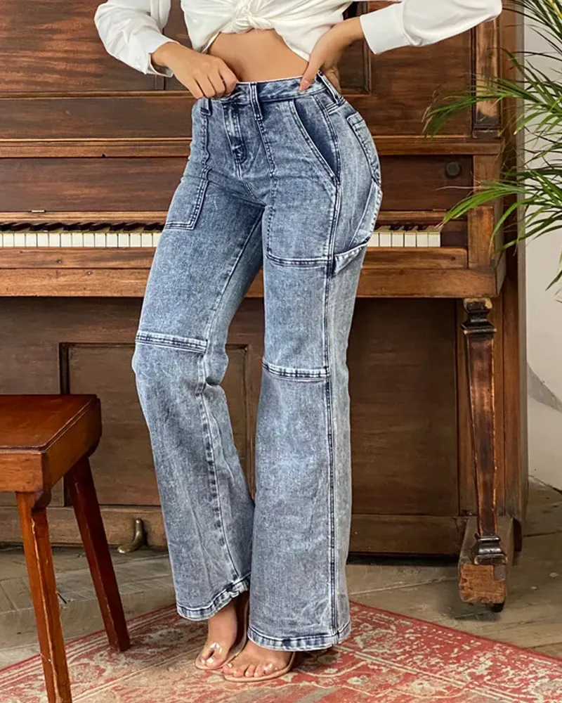 Cargo Style Baggy Jeans With Large Pockets (Pre-Sale)