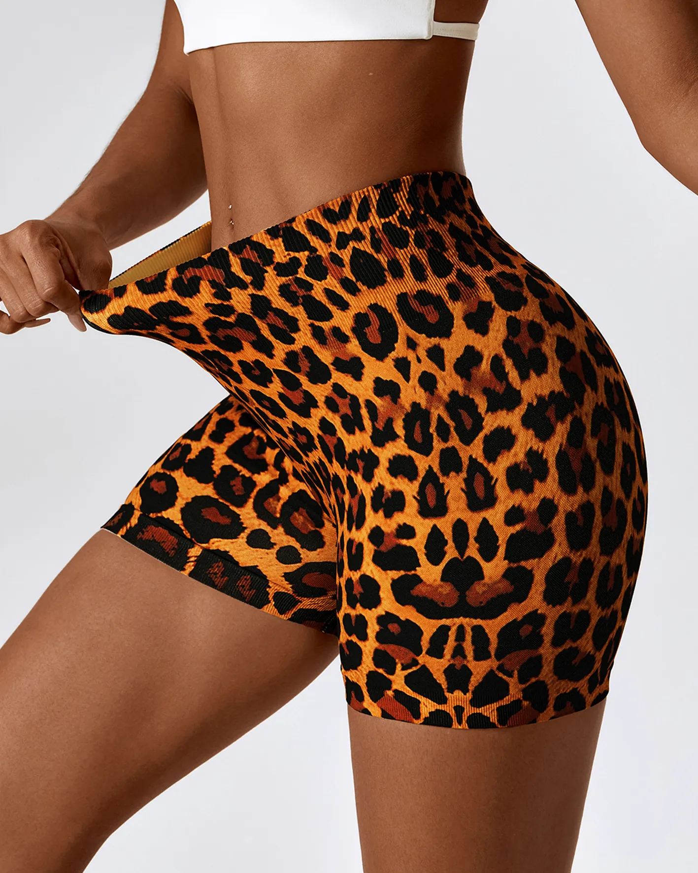 Printed Workout Shorts With Hip Lift And High Waist